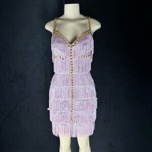 Elegant Lavender Fringe Dress by mandalay